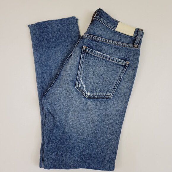 COH Vintage Liya High Rise Classic Fit Distressed Crop Cut off Hem Jean - Picture 5 of 10